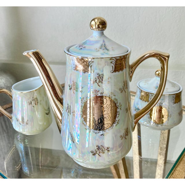Art Deco Circa 1950 Japanese Lusterware Porcelain Tea Service Set - 6 Pieces For Sale - Image 3 of 13