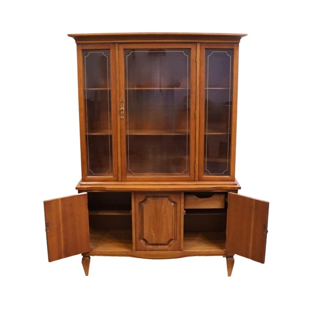 Wood High End Vintage Solid Cherry Italian Provincial 45" China Cabinet 1570-334 in Fruitwood Finish For Sale - Image 7 of 14