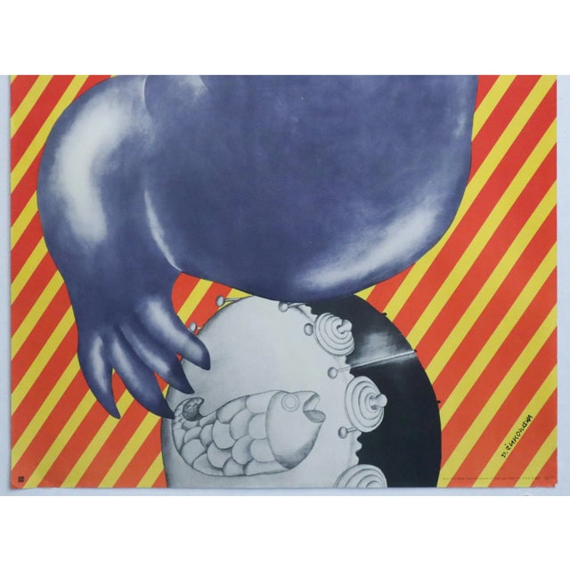 Figurative 1975 Polish Circus Poster - Cyrk (Seal Playing Accordion)- Zukowska For Sale - Image 3 of 3