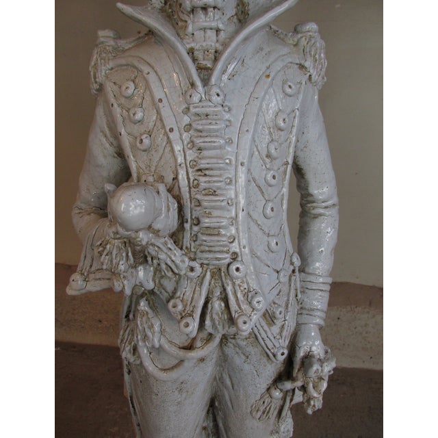 White Large Mid Century Italian Ceramic Grenadier Sculpture For Sale - Image 8 of 15