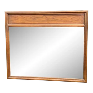 Vintage 1960s Large Walnut Wood Wall Mirror