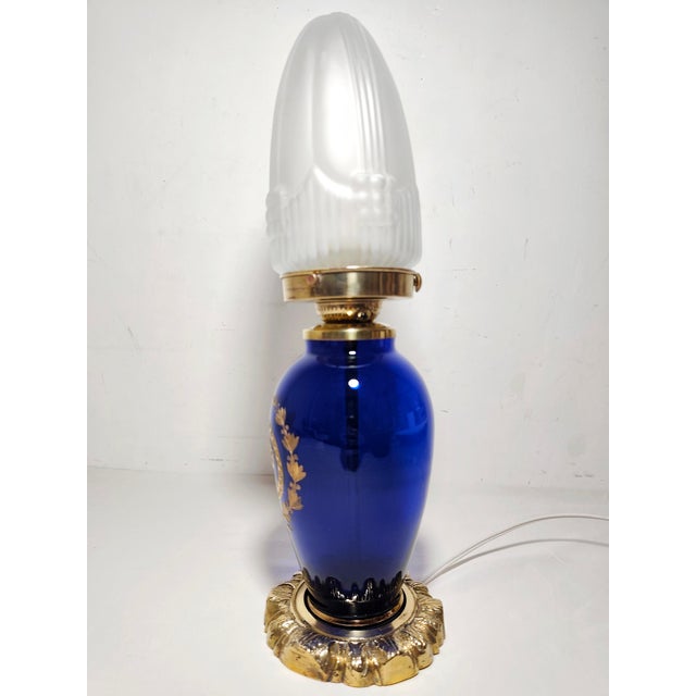 Vintage Spanish Glass Table Lamp, 1940s For Sale - Image 6 of 12