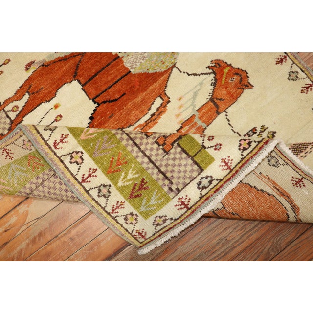 Folk Art Late 20th Century Zabihi Collection Turkish Anatolian Animal Caravan Camel Small Square Rug - 3' x 4' For Sale - Image 3 of 7
