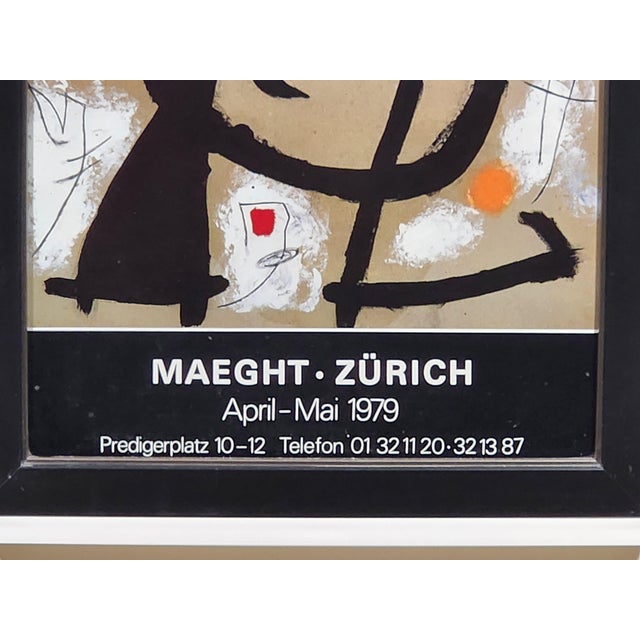 A striking mid-century modern style vintage exhibition poster featuring Joan Miró’s iconic 1978 abstract artwork "Bird...