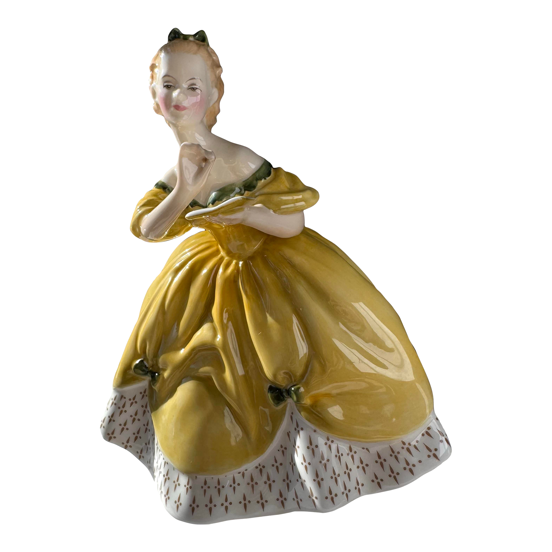 royal doulton figurines yellow dress VTG Porcelain Coraline Victorian Woman Figurine Figurine From Royal Doulton "Sandra" (DEB) HN2275