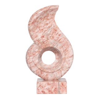 1980s Modern Free Form Abstract Pink Marble Sculpture For Sale