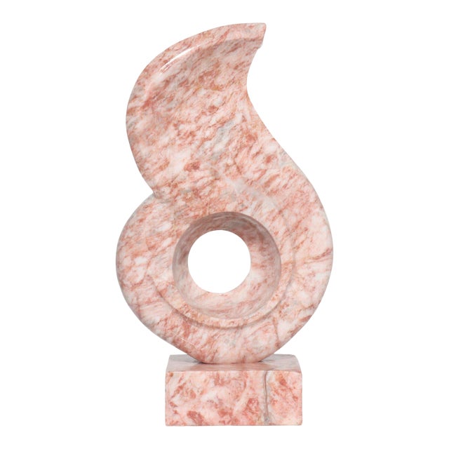 1980s Modern Free Form Abstract Pink Marble Sculpture For Sale