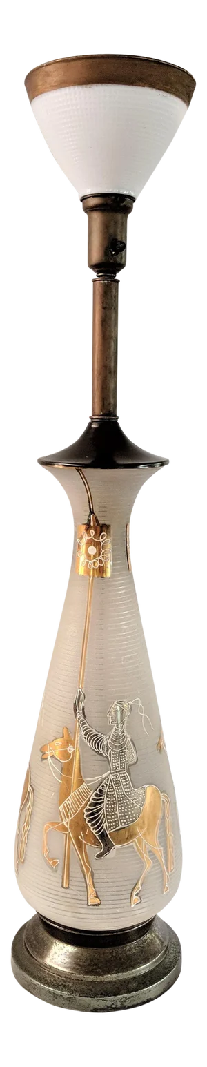 Mongolian Knights Italian Frosted Glass Lamp with 24k Gold