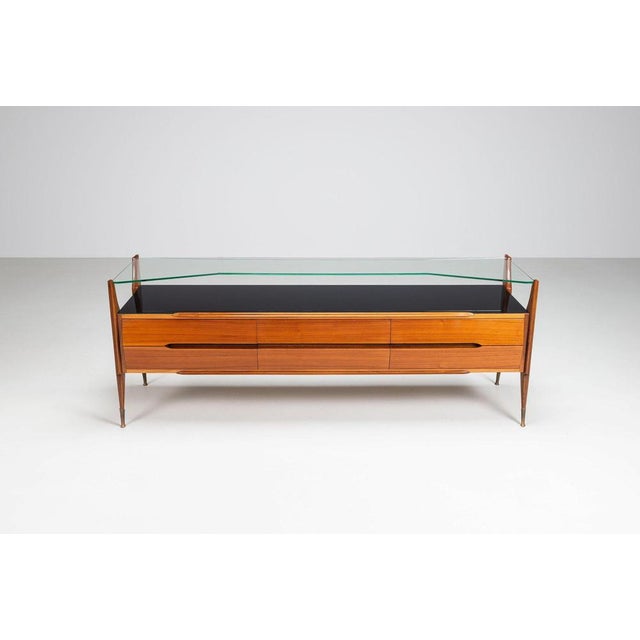 Metal Italian Walnut Sideboard attributed to G. Cecchini and C. Cantu, Italy, 1950 For Sale - Image 7 of 18