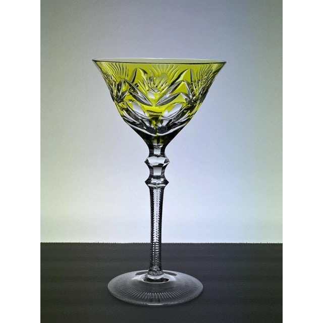 1960s Vintage Cut to Clear Colored Crystal Wine Stemware- Set of 3 For Sale - Image 5 of 12