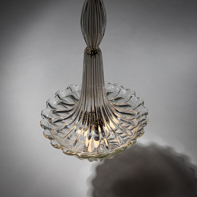 Barovier & Toso 1940s Murano Glass Pendant Lamp Attributed to Barovier & Toso For Sale - Image 4 of 6