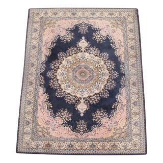 Rug with Pink and Dark Blue with Pattern For Sale