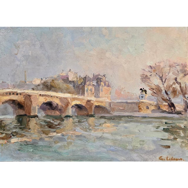 Albert Lebourg —Pont De Paris — 1880s French Impressionist Oil Painting For Sale - Image 4 of 10