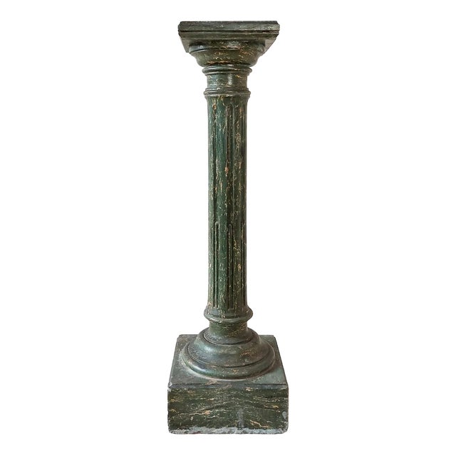 Italian Scaglioga Pedestal in Green Faux Marble For Sale