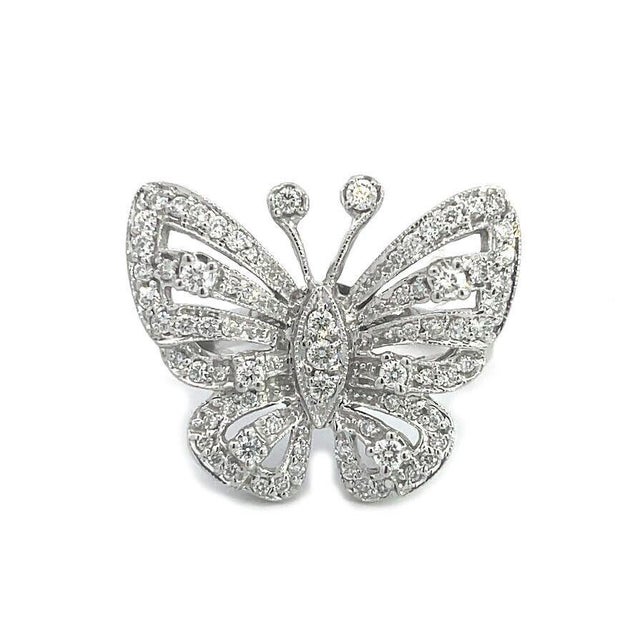Contemporary Sonia B. Butterfly Ring Diamond & 14k White Gold For Sale - Image 3 of 8