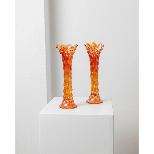 FENTONフェントンカー二バルアンティークUSA carnival vase FENTON DIAMOND & RIB SWUNG CARNIVAL GLASS VASE | eBay