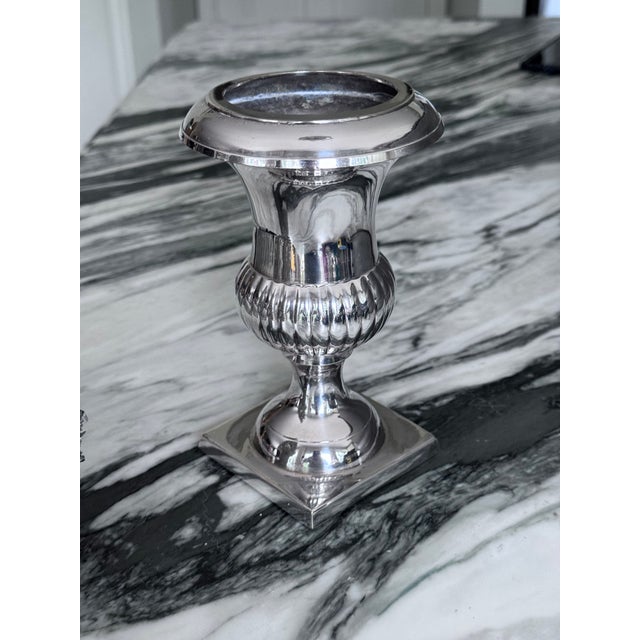 Silver Vintage International Silver Company Silver Plated Classical Urn Shape Vase & Bottle Brush Tree For Sale - Image 8 of 15