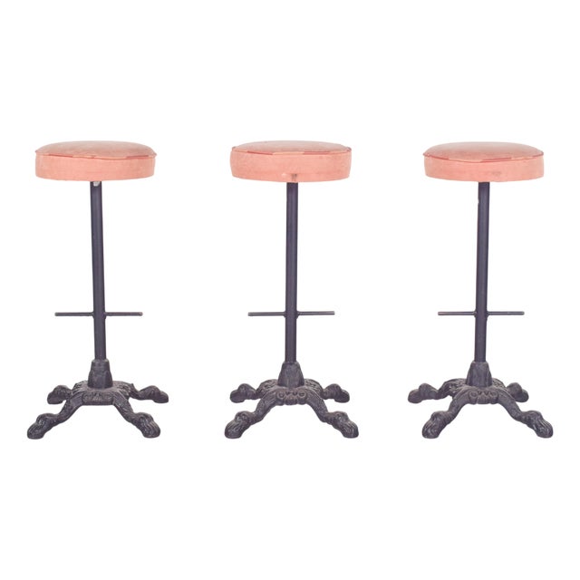 Mid-Century Tall Iron Bar Stools, 1960s, Set of 3 For Sale