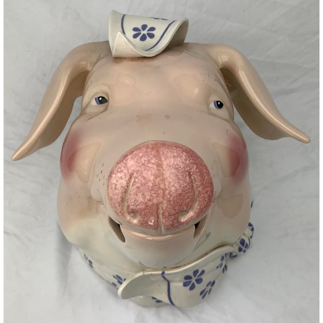 Large ceramic wall hanging pig's head figurine