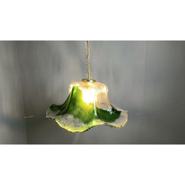 Green Vintage Murano Glass Pendant Light from Mazzega, 1960s For Sale - Image 8 of 12
