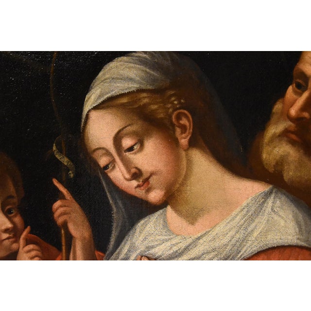 Circle of Giovanni Battista Ramenghi, Holy Family, 1620, Oil on Canvas, Framed For Sale - Image 11 of 18