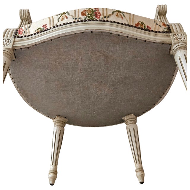 Set of Louis XVI Style White Limed Medallion Chairs For Sale - Image 3 of 16