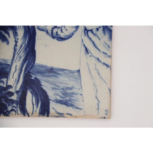 Ceramic 19th Century Set of Three Tiles Depicting Two Women, Portuguese For Sale - Image 7 of 9