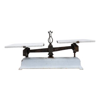 19th Century French Iron & Marble Scale For Sale