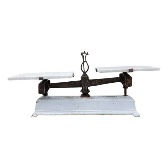 19th Century French Iron & Marble Scale For Sale