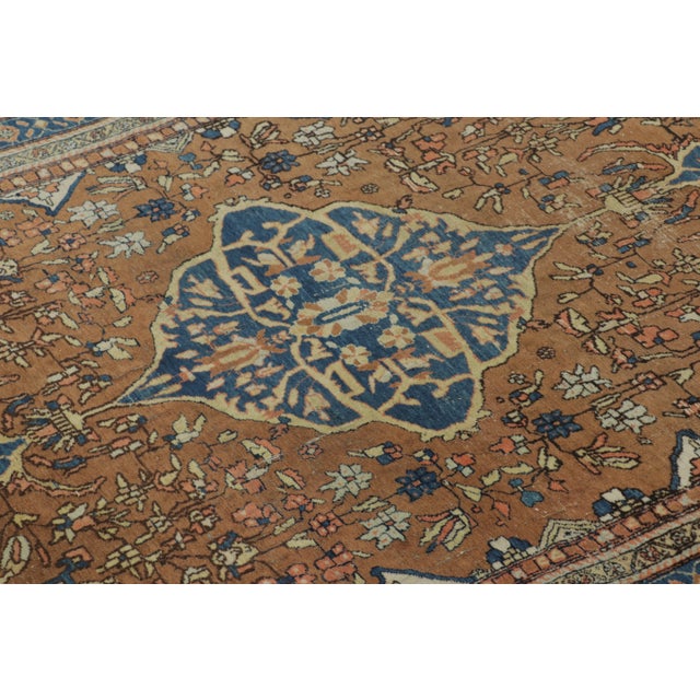Rug & Kilim Vintage Turkish Rug With Central Medallion in Beige, Brown & Blue - Rug & Kilim For Sale - Image 4 of 9