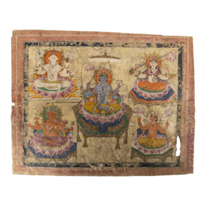 19th Century Indian Miniature Hindu Devotional Painting on Paper