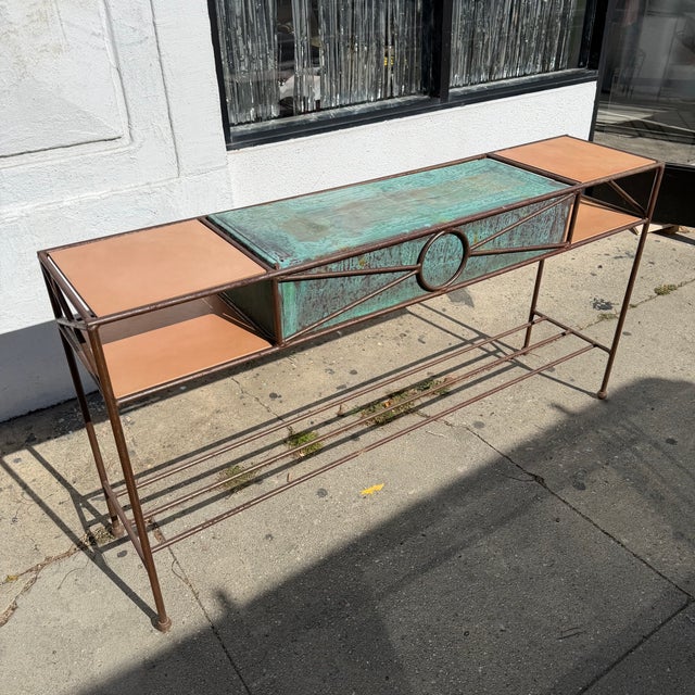 Vintage Iron + Copper Planter Console by Charleston Forge For Sale - Image 11 of 11