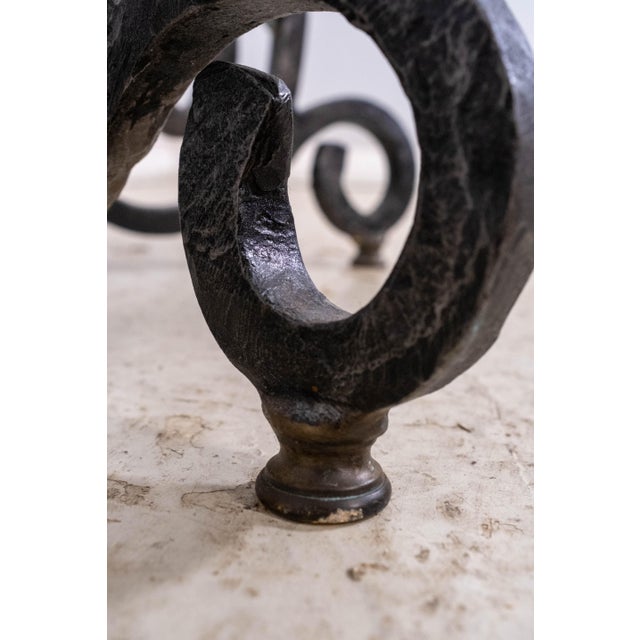 Marble Top Iron & Bronze Base French Console Table For Sale - Image 17 of 17