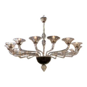 Large 16 Arm Murano "Fume" Glass Chandelier