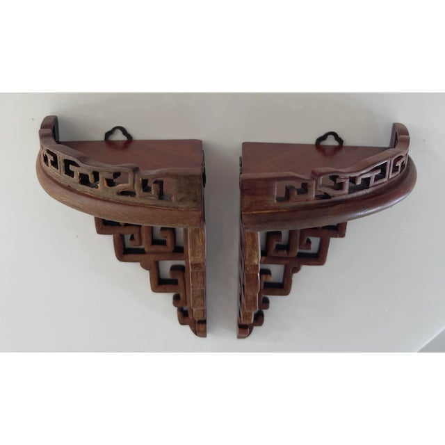 Chinosierie Carved Corner Wall Shelves For Sale - Image 9 of 11