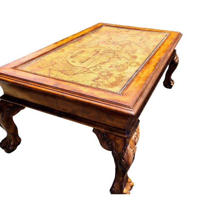1970s Stunning Classic World Map Coffee Table That Blends Timeless Elegance With Global Adventure. For Sale - Image 9 of 11