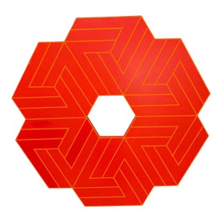 Vintage Large Hard Edge Abstract Geometric Shaped Painting, Manner of Frank Stella For Sale
