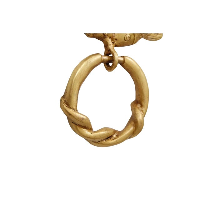 Rustic Double Fish Brass Door Knocker For Sale - Image 3 of 4
