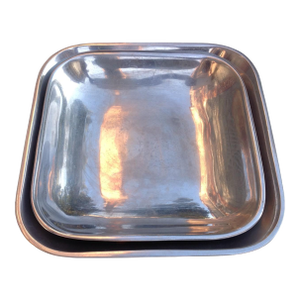 1970s Nambe Two (2) Nesting Square Serving Bowls Vessels