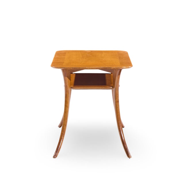 Mid 20th Century t.h. Robsjohn Gibbings for Widdicomb Mid Century Bleached Mahogany Sabre Side End Tables - Pair For Sale - Image 5 of 12