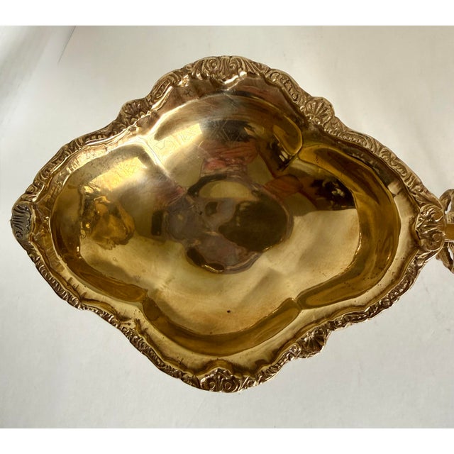 Brass French Revival Brass Epergne Centerpiece With Three Scalloped Removable Bowls For Sale - Image 8 of 16