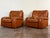 Vintage 1970s Italian Cognac Leather Lounge Chairs For Sale - Image 11 of 12