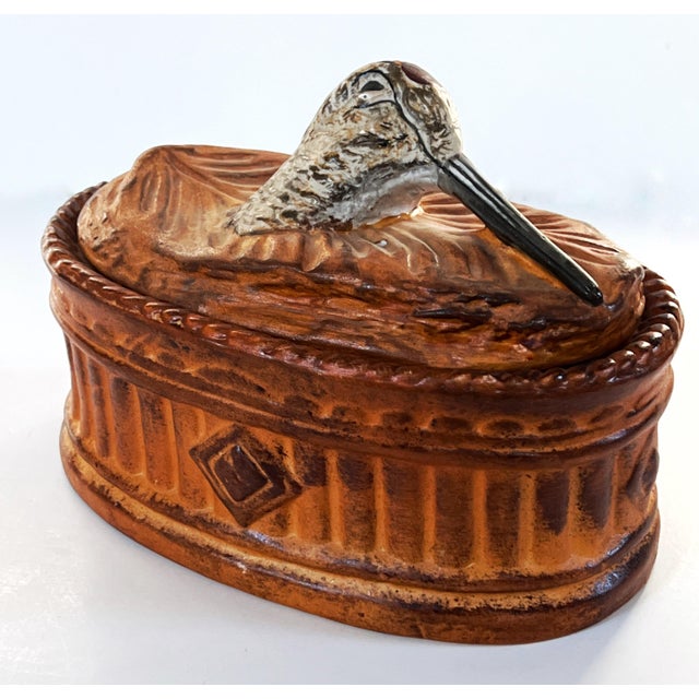 Rustic European Antique French Pillivuyt Trompe l'Oeil Woodcock Pate Glazed Porcelain Tureen C1900 For Sale - Image 3 of 10
