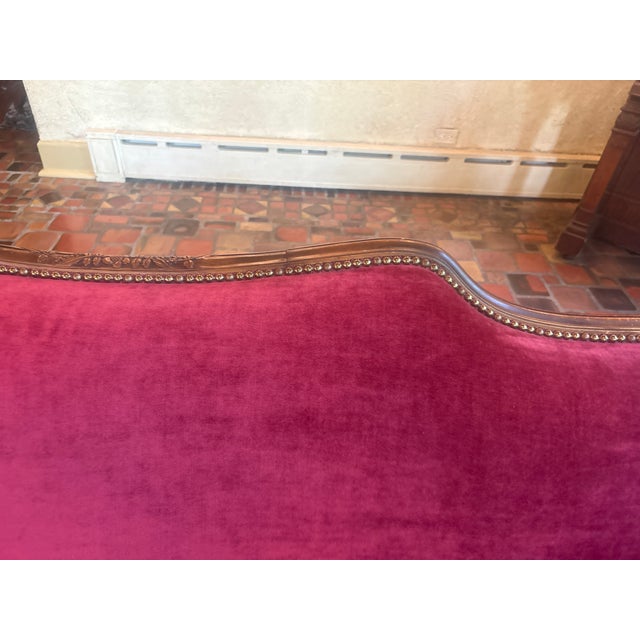 Vintage Red Velvet Sofa For Sale - Image 12 of 18