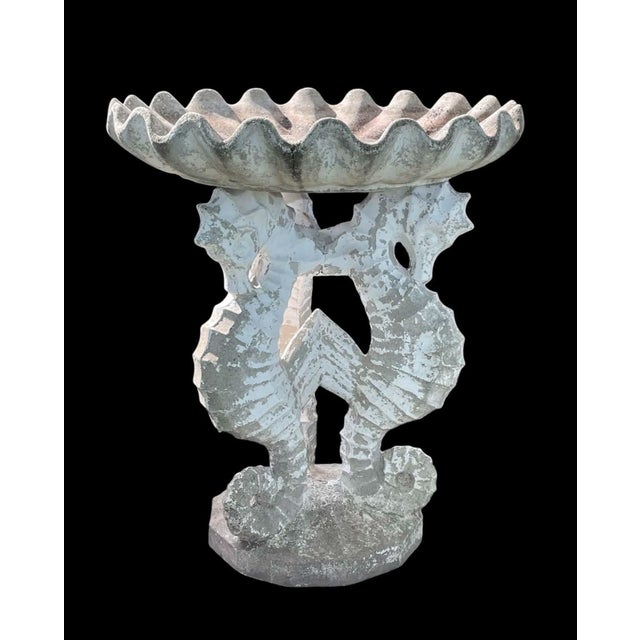 1960s Vintage Three Seahorses Birdbath Concrete For Sale - Image 5 of 18