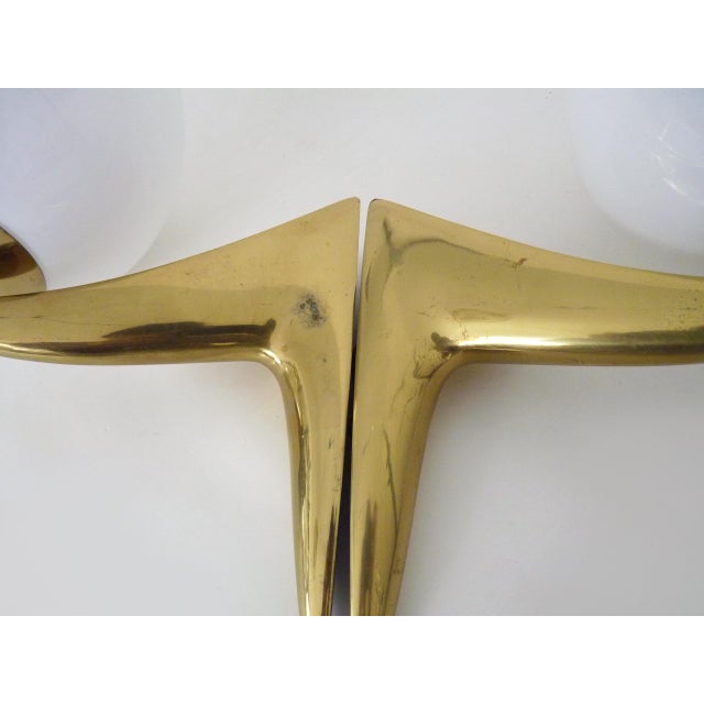 Gold Vintage Wall Lights in Brass and Opaline Glass, 1980s, Set of 2 For Sale - Image 8 of 11