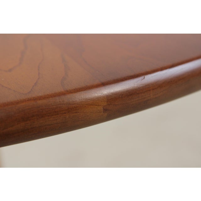 Brown Stickley Round Cherry Pedestal Occasional Lamp Table For Sale - Image 8 of 13
