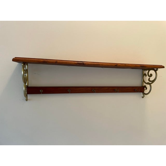 Vintage 1970s Mediterranean Wall Shelf With Cast Metal Scroll Brackets & Plate Grooves For Sale In Chicago - Image 6 of 10