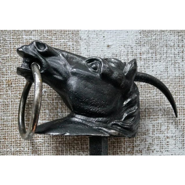 Victorian Cast Iron Horse Head Hitching Posts, Set of 2 For Sale - Image 7 of 15