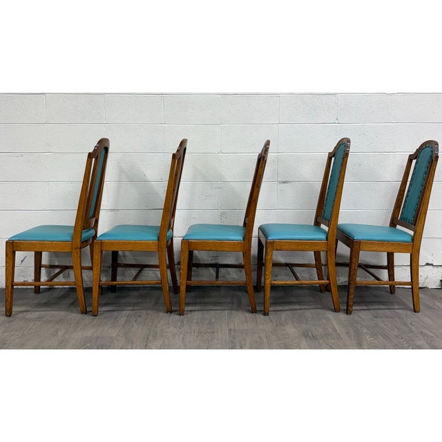 Mission Vintage Mission Arts & Crafts Oak Dining Chairs - Set of 5 For Sale - Image 3 of 10